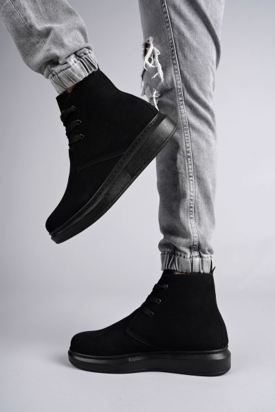SLW207 Oslo Bağcıklı Süet Erkek Günlük Spor Bot ST - Siyah