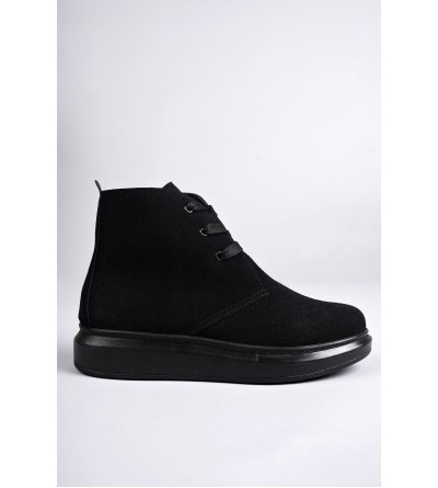 SLW207 Oslo Bağcıklı Süet Erkek Günlük Spor Bot ST - Siyah