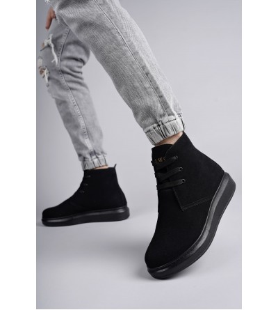SLW207 Oslo Bağcıklı Süet Erkek Günlük Spor Bot ST - Siyah