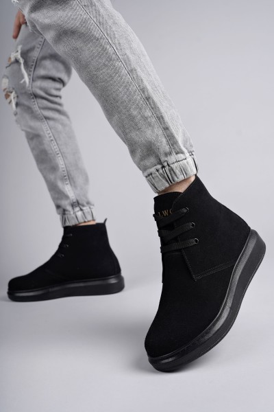 SLW207 Oslo Bağcıklı Süet Erkek Günlük Spor Bot ST - Siyah