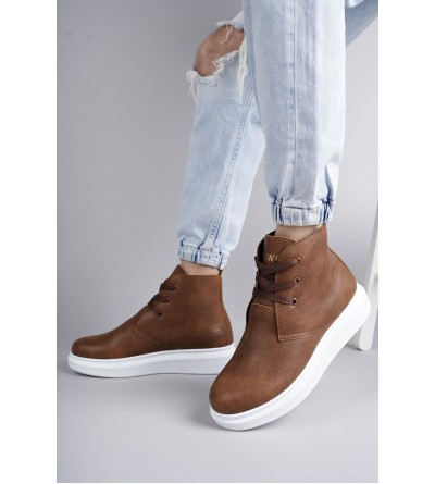 SLW207 Oslo Bağcıklı Cilt Erkek Günlük Spor Bot BT - Taba