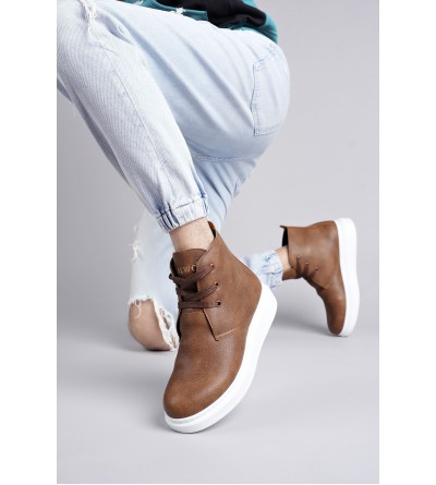 SLW207 Oslo Bağcıklı Cilt Erkek Günlük Spor Bot BT - Taba