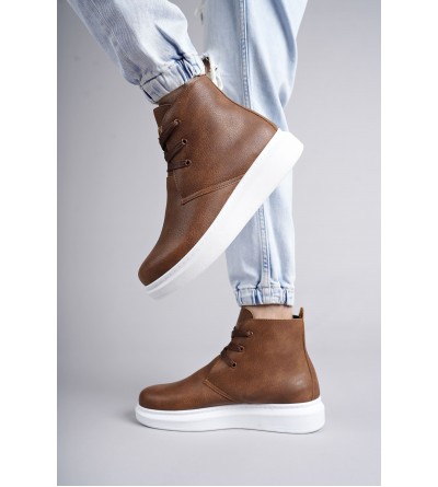 SLW207 Oslo Bağcıklı Cilt Erkek Günlük Spor Bot BT - Taba