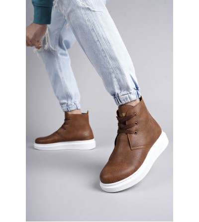 SLW207 Oslo Bağcıklı Cilt Erkek Günlük Spor Bot BT - Taba