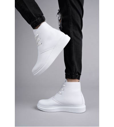 SLW207 Oslo Bağcıklı Cilt Erkek Günlük Spor Bot BT - Beyaz