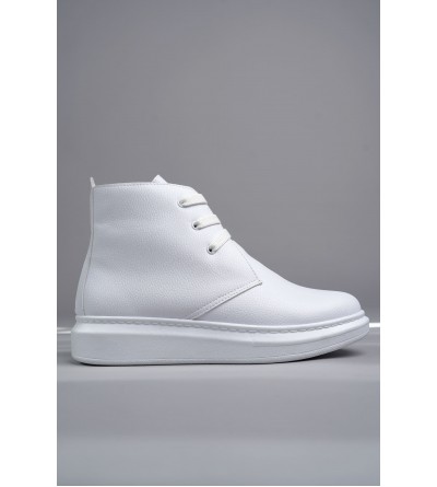 SLW207 Oslo Bağcıklı Cilt Erkek Günlük Spor Bot BT - Beyaz