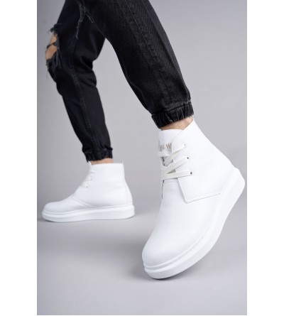 SLW207 Oslo Bağcıklı Cilt Erkek Günlük Spor Bot BT - Beyaz