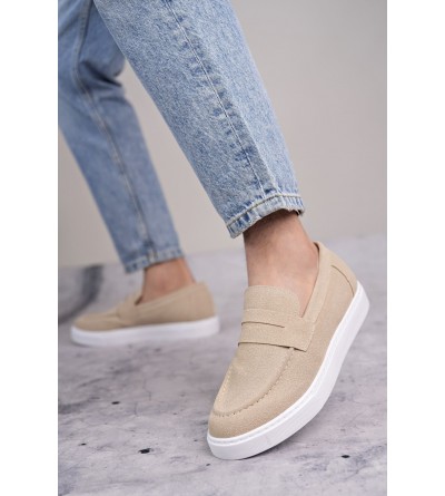 SLW180 Estilo X Bağcıksız Süet Erkek Günlük Spor Klasik Ayakkabı SBT - Krem