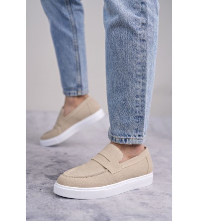 SLW180 Estilo X Bağcıksız Süet Erkek Günlük Spor Klasik Ayakkabı SBT - Krem