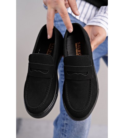 SLW180 Estilo X Bağcıksız Süet Erkek Günlük Spor Klasik Ayakkabı SST - Siyah
