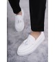 SLW153 Bloom Bağcıksız Püsküllü Cilt Erkek Günlük Spor Klasik Ayakkabı CBT - Beyaz