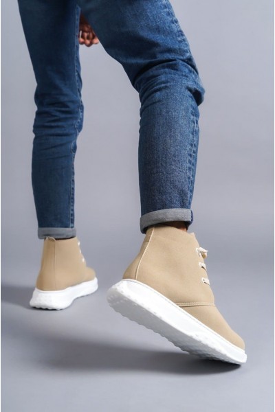 SLW204 Franca Bağcıklı Süet Erkek Spor Bot BT - Bej